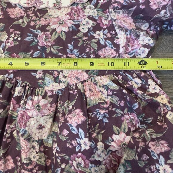 Vintage Polly Flinders Hand Smocked Dress Floral Pink/purple Sz 5 Cottage - Picture 10 of 10